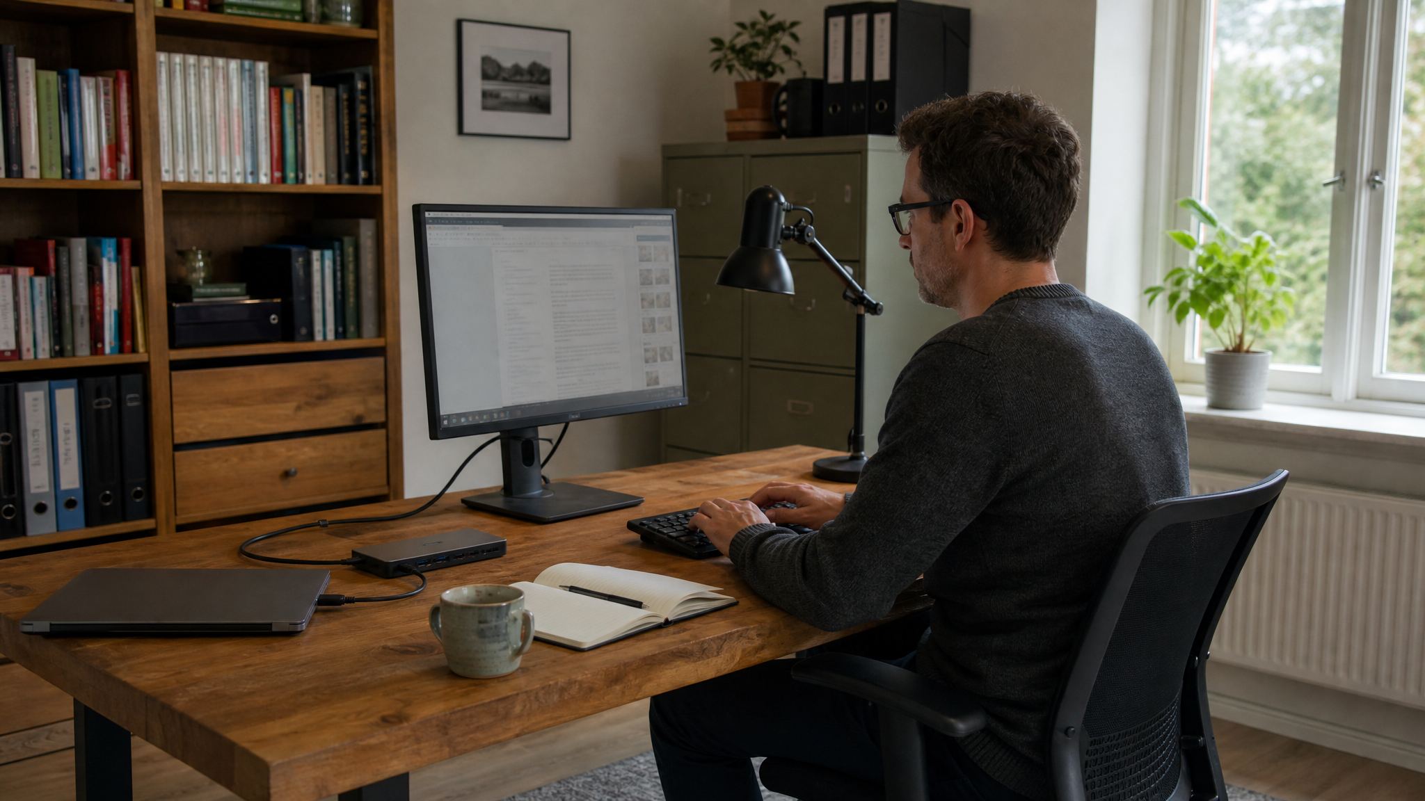 Häusliches Arbeitszimmer in einer Wohnung als Sinnbild für den anteiligen Abzug der Gebäudeversicherung
